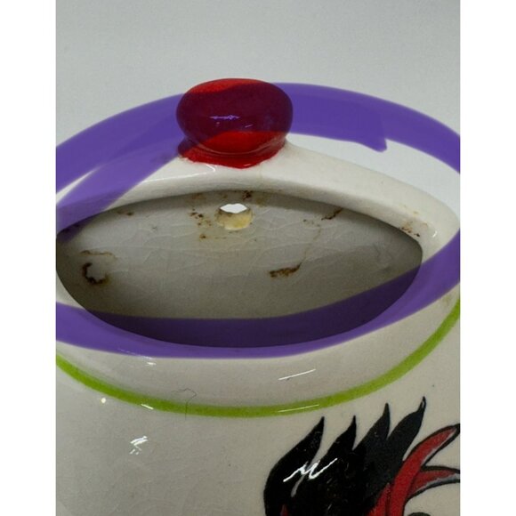 Vintage Japan Ceramic Rooster Teapot and Wall Pocket Mid-Century Farmhouse Decor - Picture 2 of 11